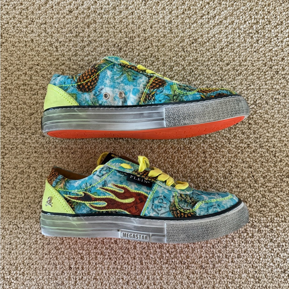 NEW Philipp Plein Flame Print Lo-Top Sneakers Size 41 IT | 8 US - Picture 4 of 9